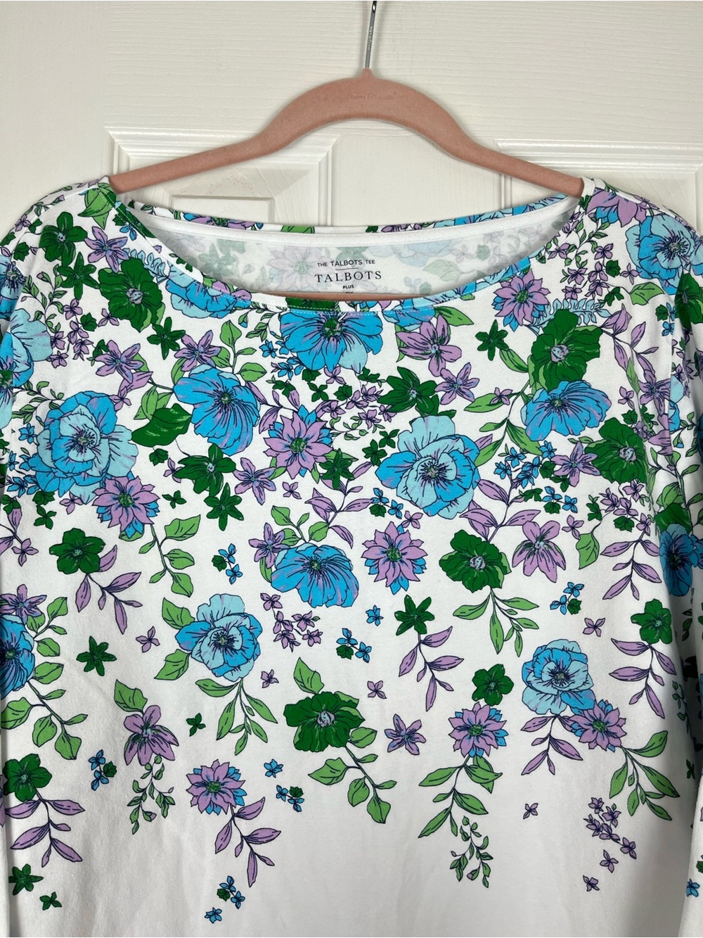 Talbots The Talbots Tee Plus 3X Floral Print 3/4 Sleeve - Picture 2 of 7